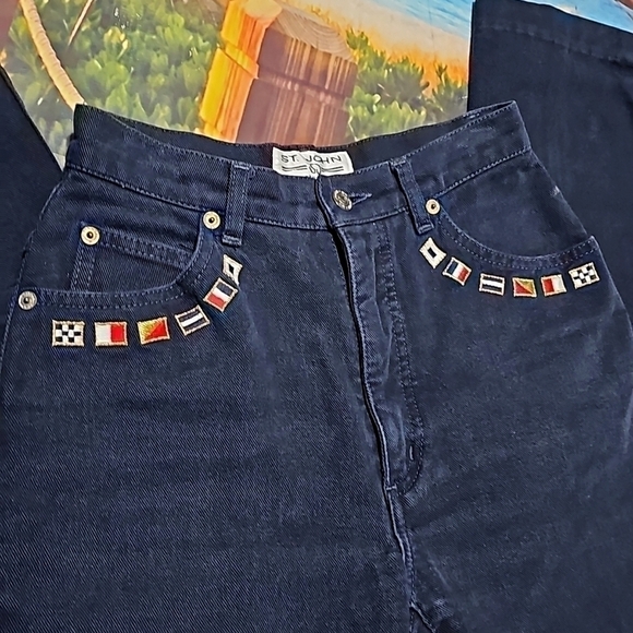 St. John Vintage Flags Jeans Size 2 - Picture 3 of 10